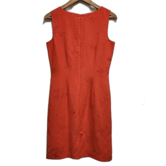 Grace Dresses Womens 10 Orange Silk Linen Floral Embroidered Sleeveless Sheath - Picture 2 of 12